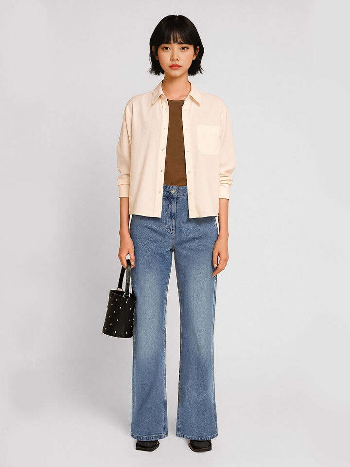 Camicia crema in satin - sisley k camicie - Bianco Panna | Sisley K image number 1